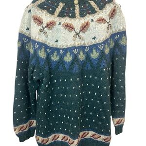 Green and Cream Knit Sweater by prides landing. Size XL